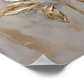 Poster rose blanche avec peinture à la feuille d'or (Coin)