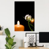Poster Rose blanche et bougie (Bureau à domicile)