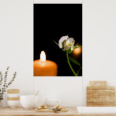Poster Rose blanche et bougie (Cuisine)