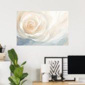 Poster Rose blanche peinture abstraite (Bureau à domicile)
