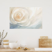 Poster Rose blanche peinture abstraite (Cuisine)