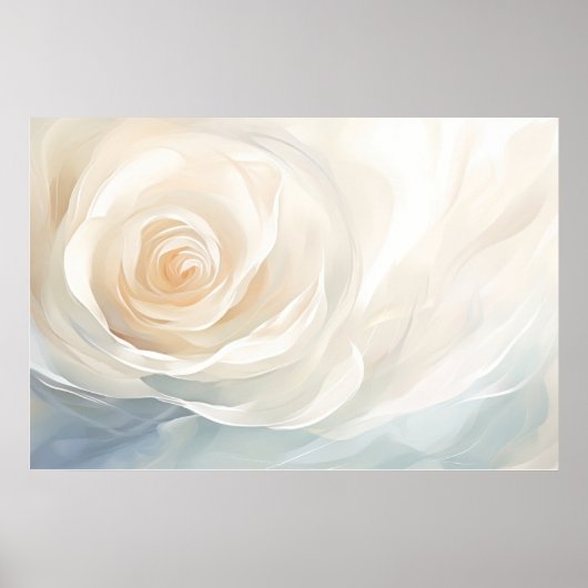 Poster Rose blanche peinture abstraite (Devant)