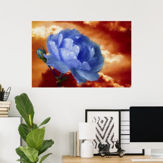 Poster Rose bleu (Bureau à domicile)