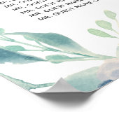 Poster Rose bleu aquarelle Mariage floral carte de siège (Coin)