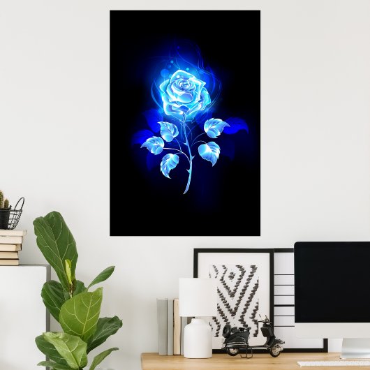 Poster Rose bleu brûlant (Bureau à domicile)