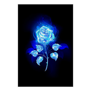Poster Rose bleu brûlant