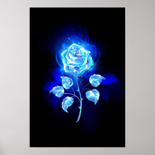 Poster Rose bleu brûlant