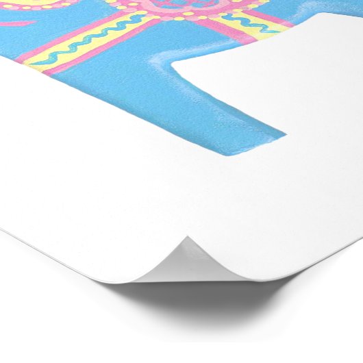 Poster rose, bleu et jaune (Coin)