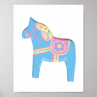 Poster rose, bleu et jaune