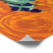 Poster Rose bleu et orange Floral Mariage moderne (Coin)