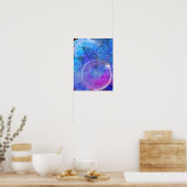 Poster Rose bleu et papillon bleu (Cuisine)
