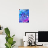 Poster Rose bleu et papillon bleu (Bureau à domicile)
