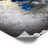 Poster Rose bleu foncé Ephémère victorienne Grunge (Coin)