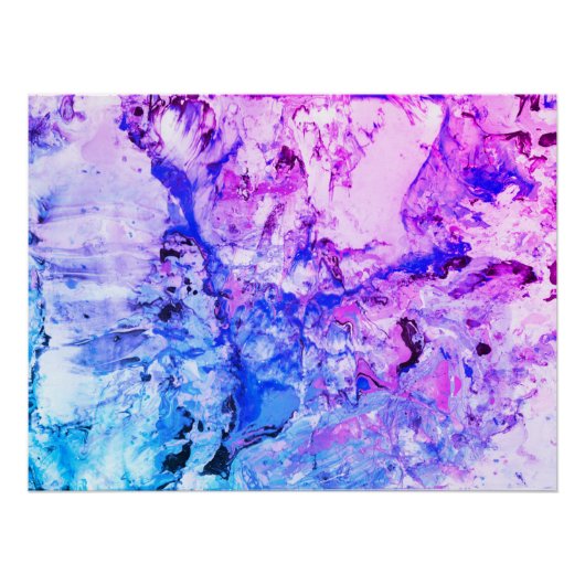 Poster Rose Bleu Noir Blanc tendance Art Abstrait moderne (Devant)