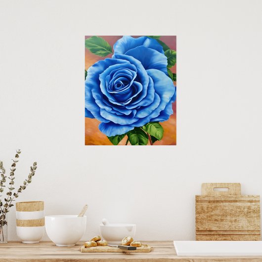 Poster Rose bleu romantique (Cuisine)