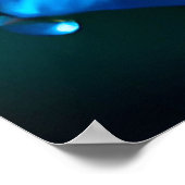 Poster Rose Bleu Vibrant avec gouttes d'eau (Coin)