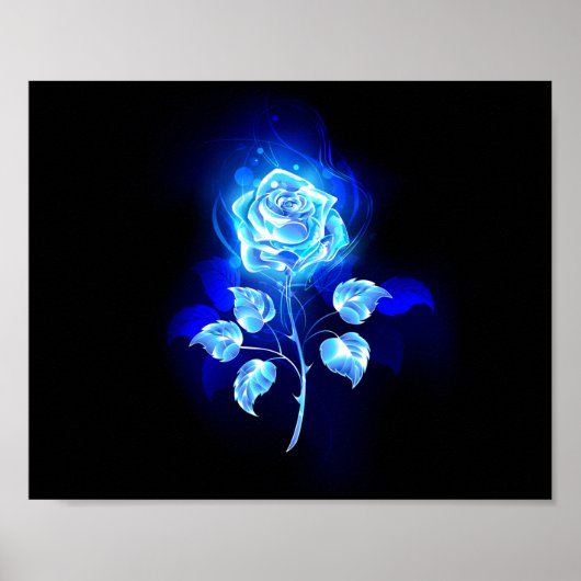 Poster Rose Bleue Brûlante (Devant)