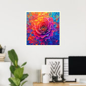 Poster Rose Bloom Abstrait Low Poly (Bureau à domicile)