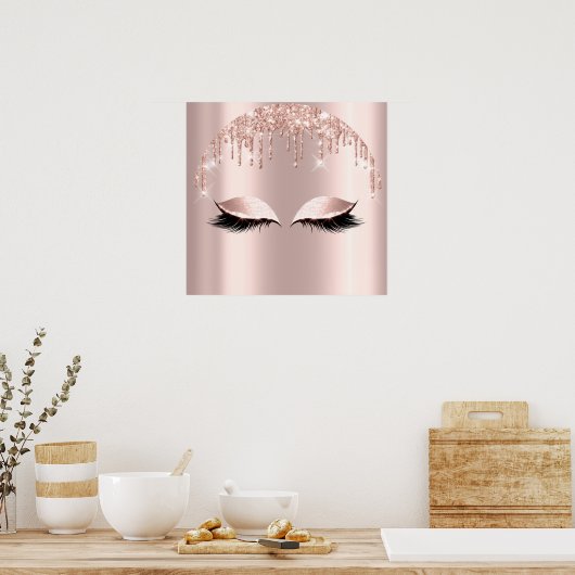 Poster Rose Blush Parties scintillant Drives Eyelashes Ma (Cuisine)