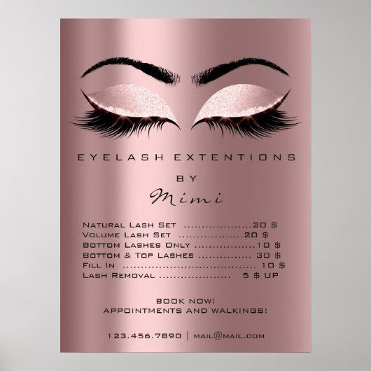 Poster Rose Blush Pink Maquillage Eyes Lashes Prix (Devant)
