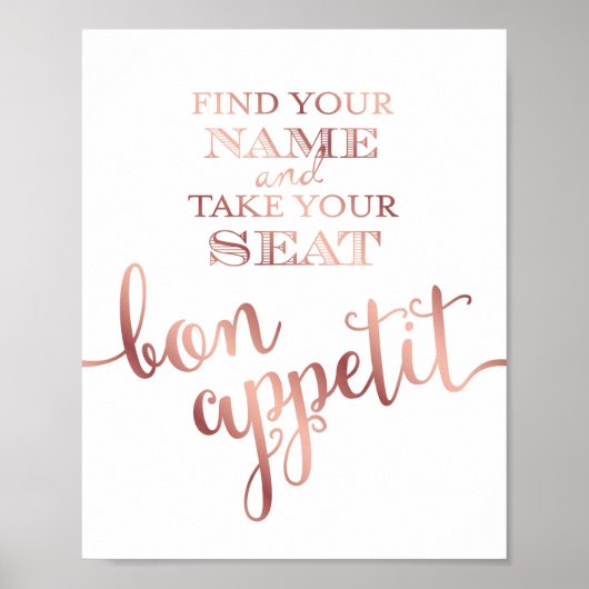 Poster Rose Chic Gold BON APPÉTIT Signe Imprimer (Devant)