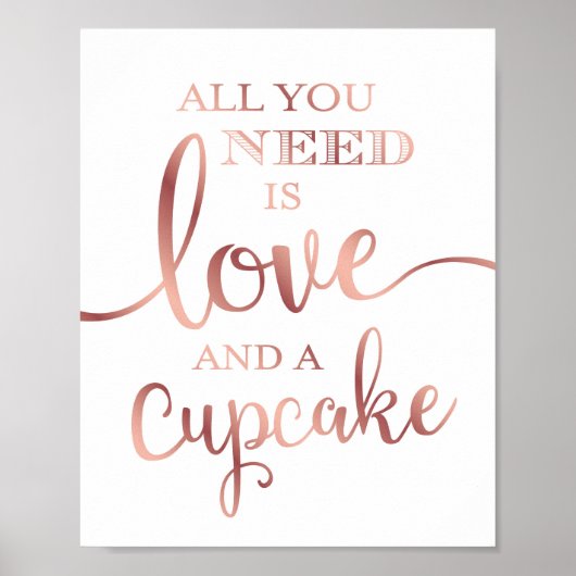 Poster Rose Chic Gold LOVE ET UN CUPCAKE SIGNIFIER (Devant)
