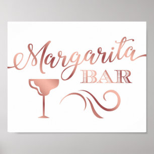 Poster Rose chic Gold MARGARITA BAR Signe Imprimer