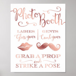 Poster Rose Chic Gold PHOTO BOOTH GRAB A PROP Sign Print