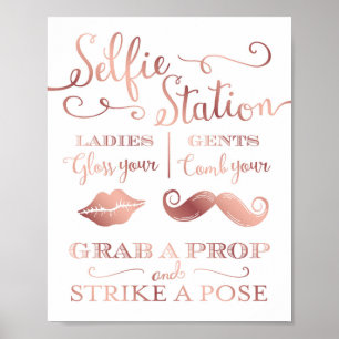 Poster Rose Chic Gold SELFIE STATION PROPS Signer Imprime