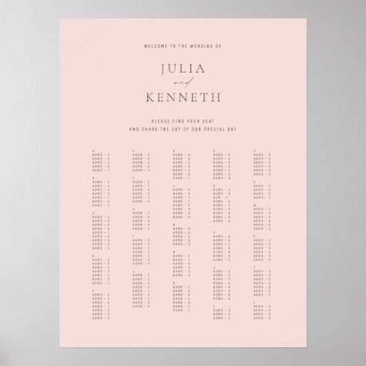 Poster Rose classique élégant Mariage alphabétique  (Devant)