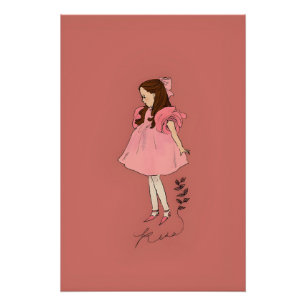 Poster rose, collage, coquette, preppy, tendance, côtier,