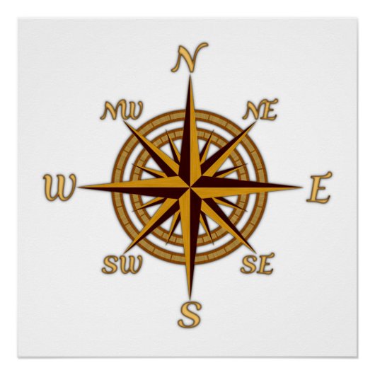 Poster Rose Compass vintage (Devant)