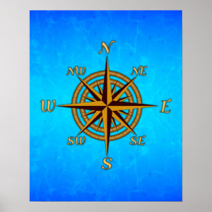 Poster Rose Compass vintage