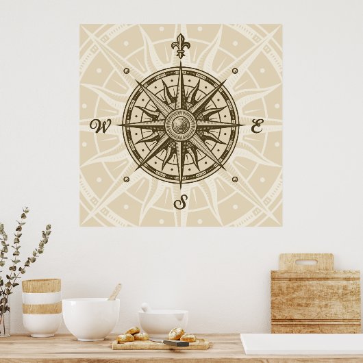 Poster Rose Compass vintage (Cuisine)
