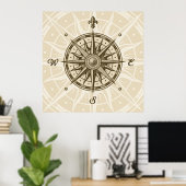 Poster Rose Compass vintage (Bureau à domicile)