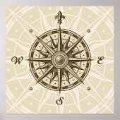 Poster Rose Compass vintage (Devant)