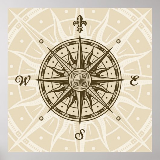 Poster Rose Compass vintage (Devant)