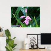 Poster Rose contre vert (Bureau à domicile)