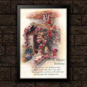 Poster Rose Cottage couvert Vintage 1920 Anniversaire