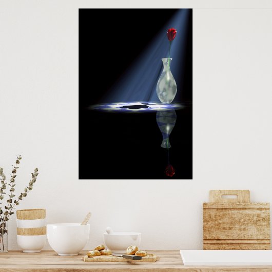 Poster rose dans le vase 2 (Cuisine)