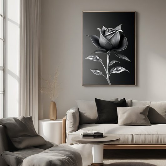 Poster Rose d'Argent Éternelle