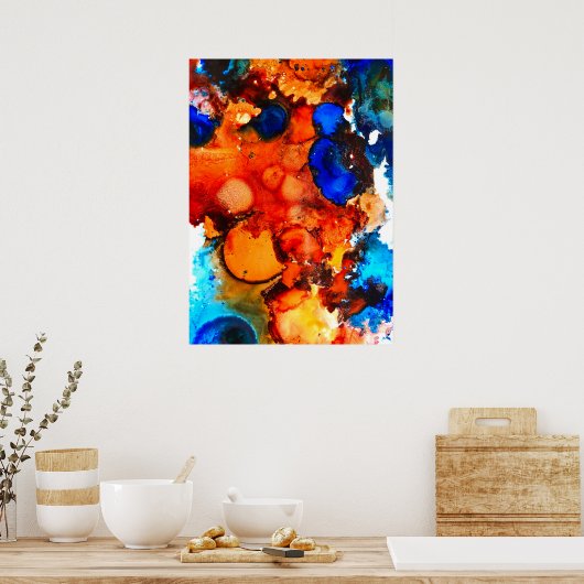 Poster Rose d'art abstrait orange rouille (Cuisine)
