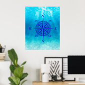 Poster Rose de boussole bleu marine (Bureau à domicile)