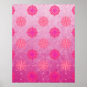 Poster Rose de boussole rose