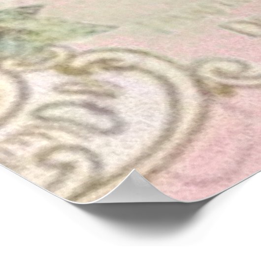 Poster Rose de collage Shabbychic Paris (Coin)