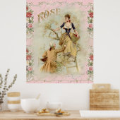 Poster Rose de collage Shabbychic Paris (Cuisine)