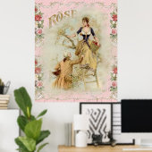 Poster Rose de collage Shabbychic Paris (Bureau à domicile)