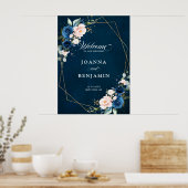 Poster Rose de la marine Blue Blush Mariage géométrique P (Cuisine)
