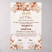 Poster Rose de luxe Gold Floral Frame Nikah contrat (Devant)