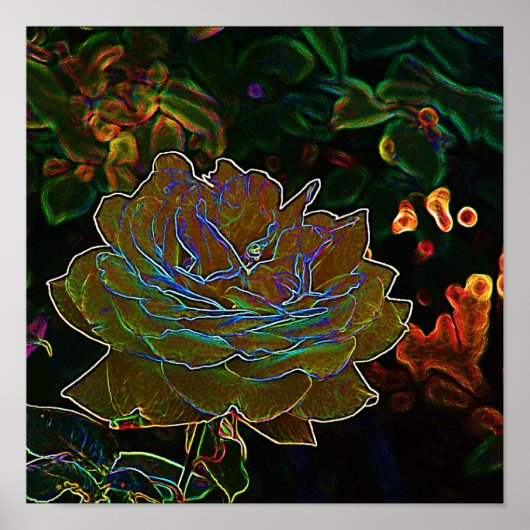 Poster Rose de néon jaune (Devant)